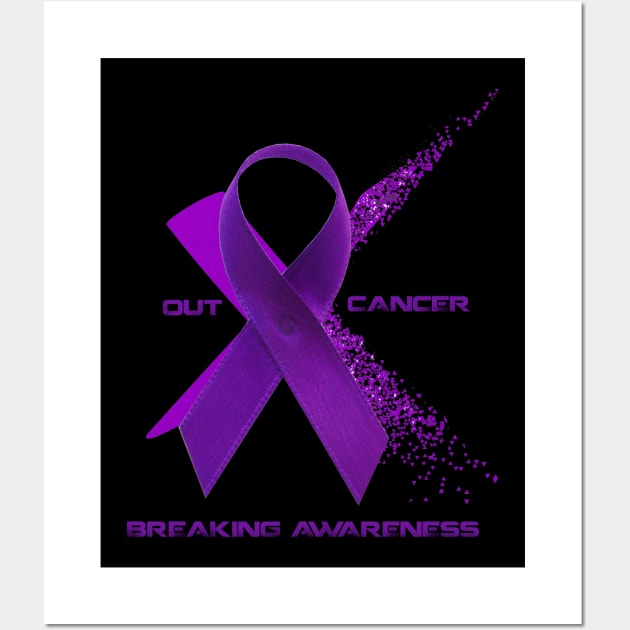 Breaking Awareness/X Out Cancer (Purple Ribbon) Wall Art by X the Boundaries